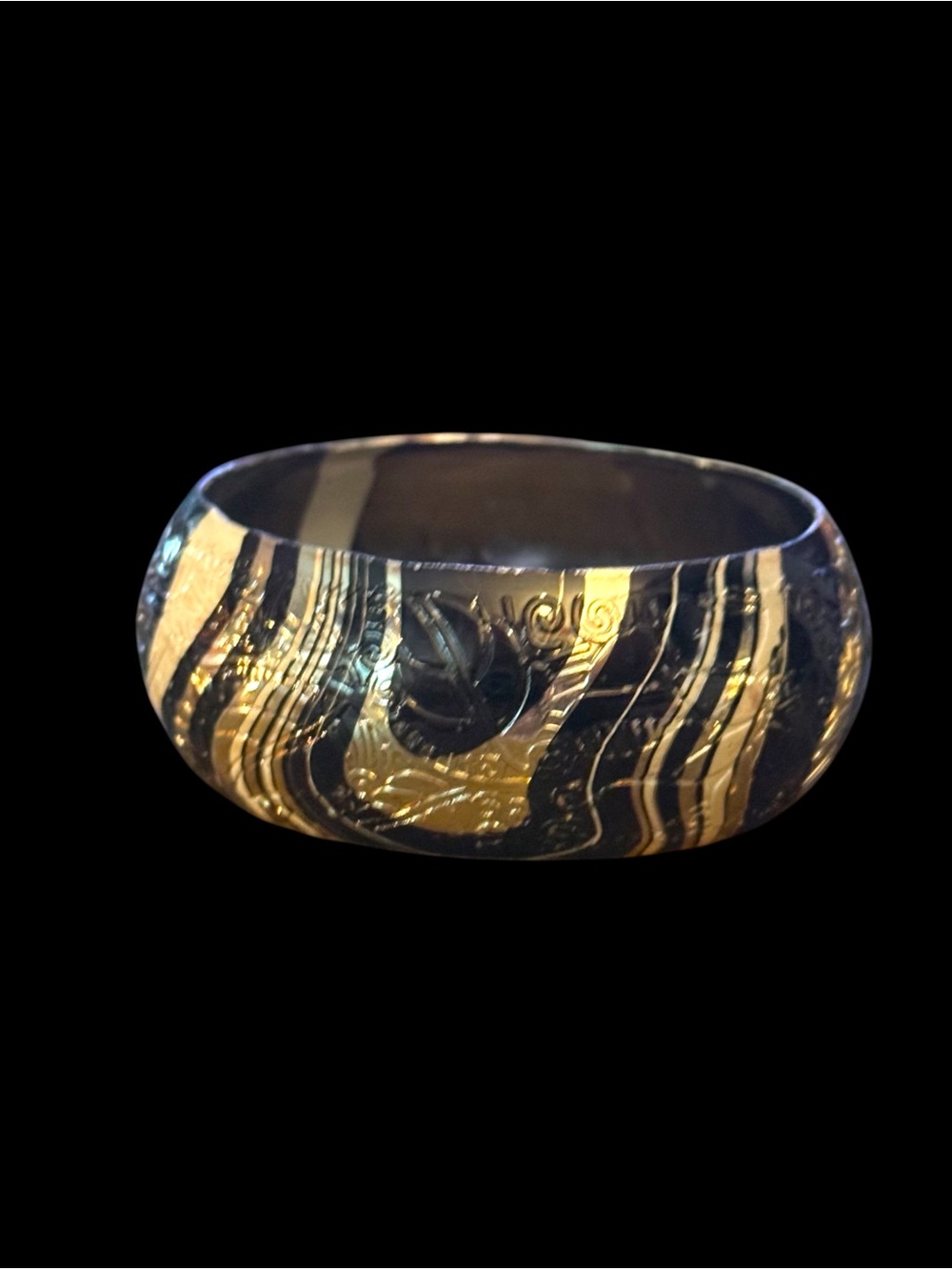 Chunky gold and black bangle bracelet